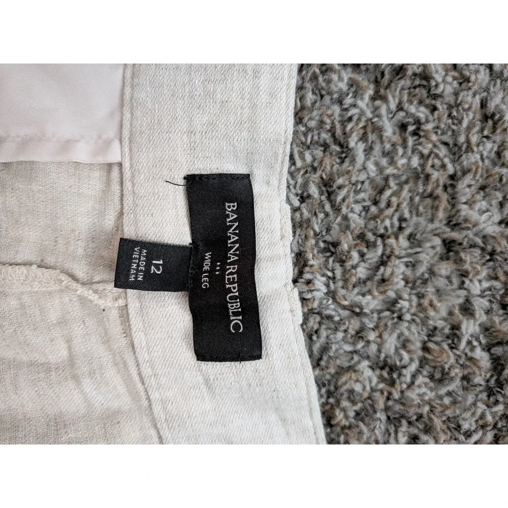 Banana Republic Linen Blend Wide Leg High Waist Paints Women's Size 12 Beige‎